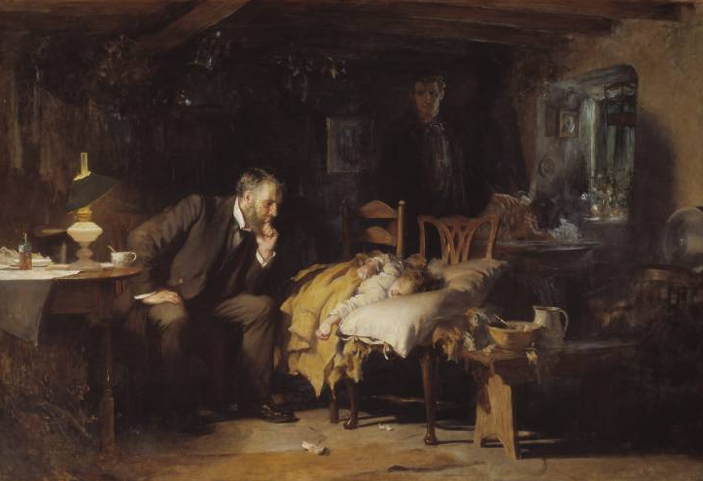 schilderij van Luke Fildes genaamd: 'The Doctor'